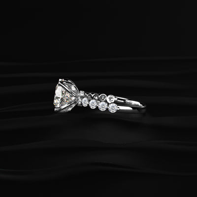 Round Diamond Engagement Ring With Floral Prong | Earthly jewels 
