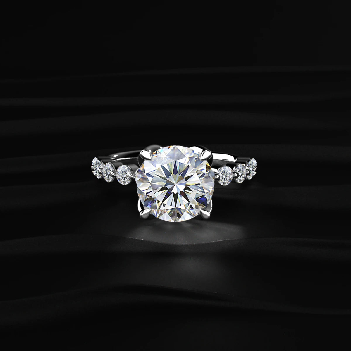 Round Diamond Engagement Ring With Floral Prong | Earthly jewels 