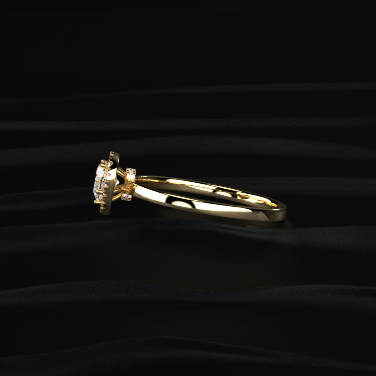 Heart Diamond Halo Ring