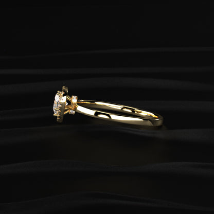 Heart Diamond Halo Ring