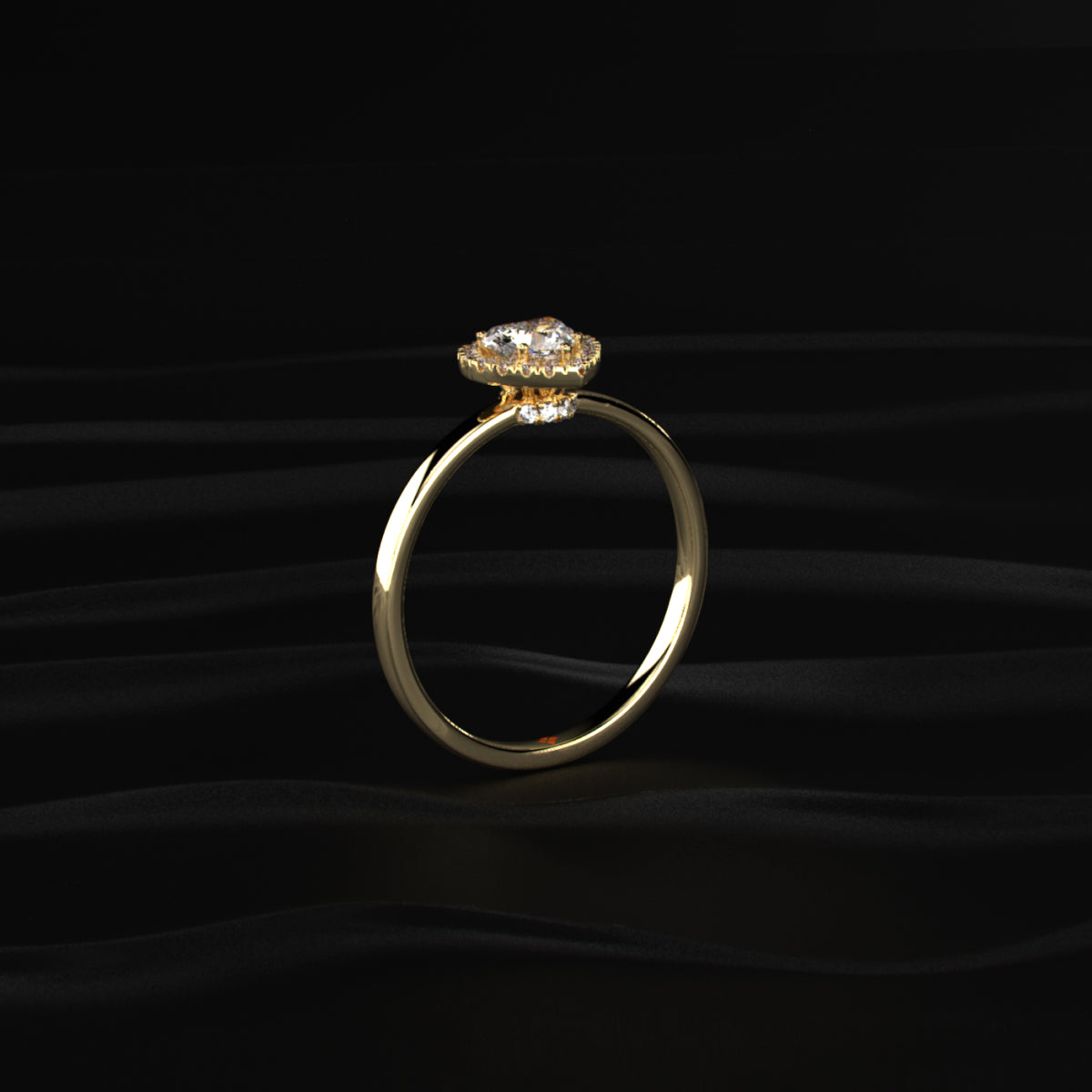 Heart Diamond Halo Ring
