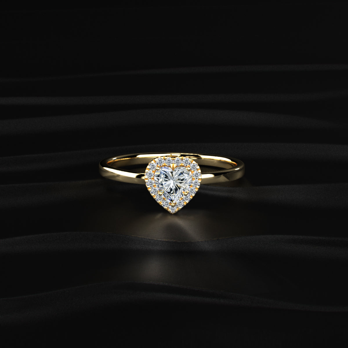 Heart Diamond Halo Ring