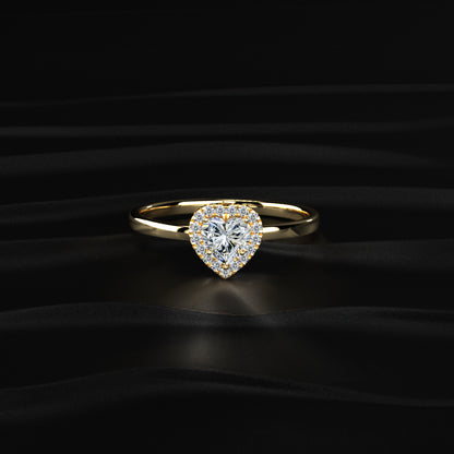 Heart Diamond Halo Ring