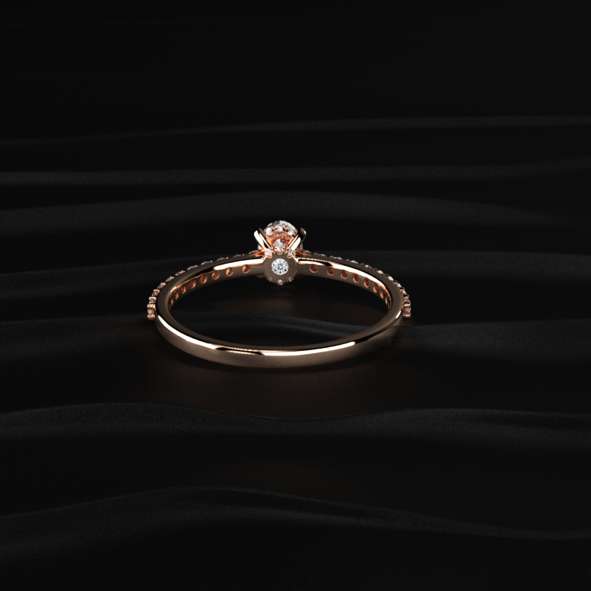 Oval Diamond With Hidden Halo