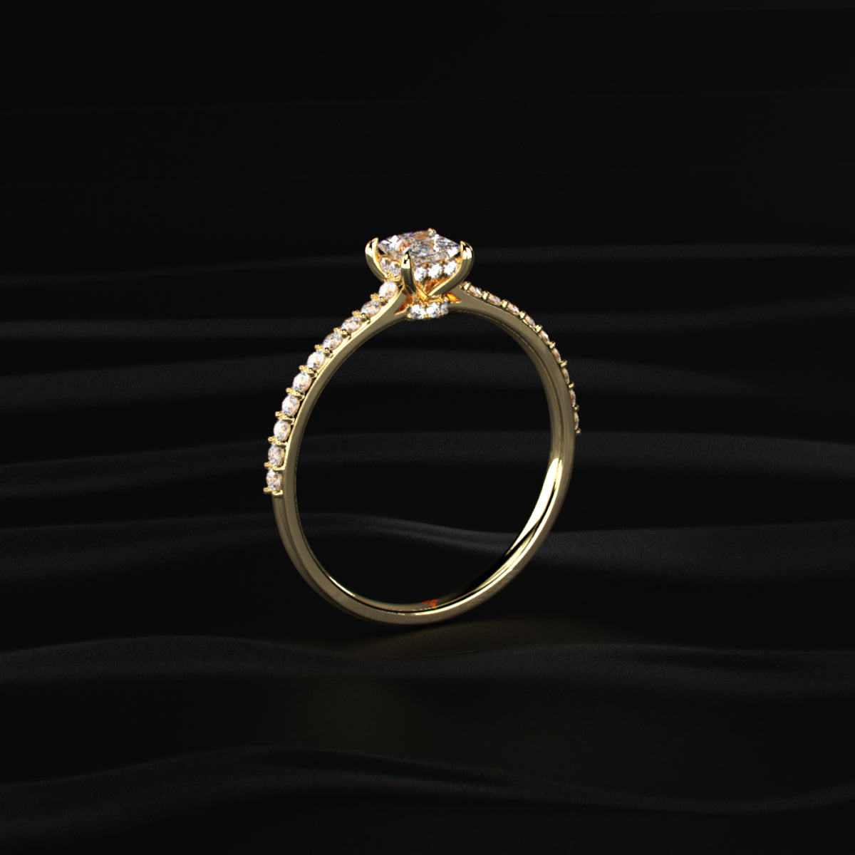 Princess Cut Hidden Halo Ring