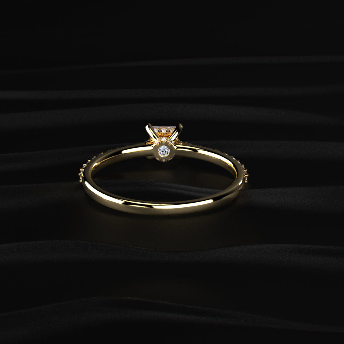 Princess Cut Hidden Halo Ring