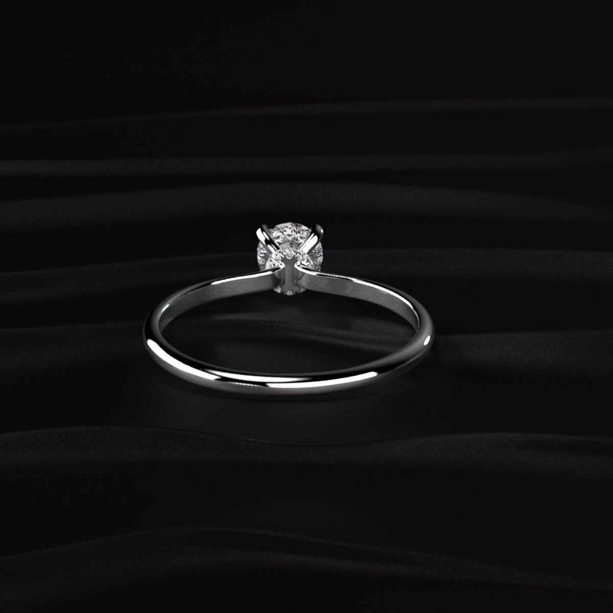 Round Hidden Halo Engagement Ring