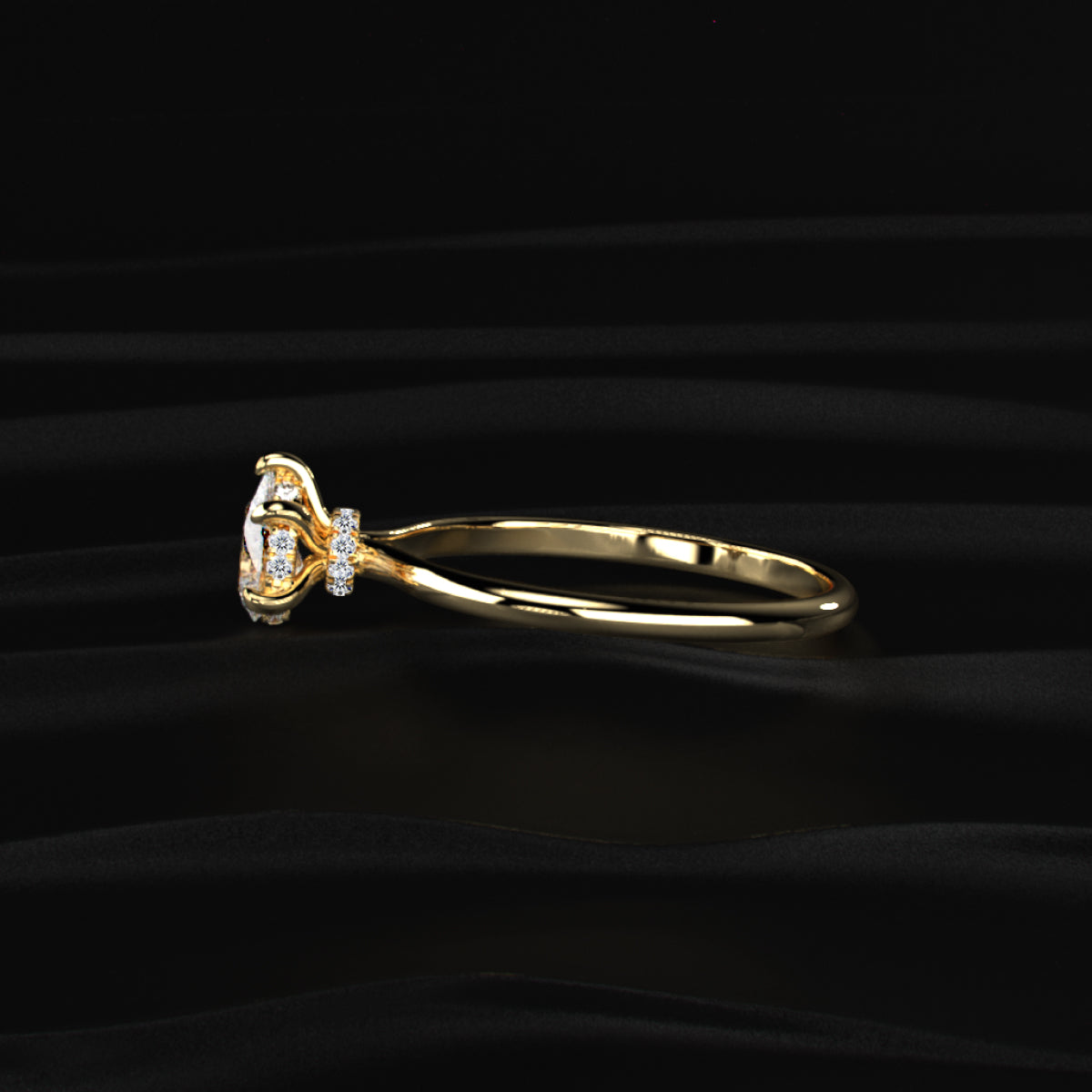 Pear Ring With Hidden Halo