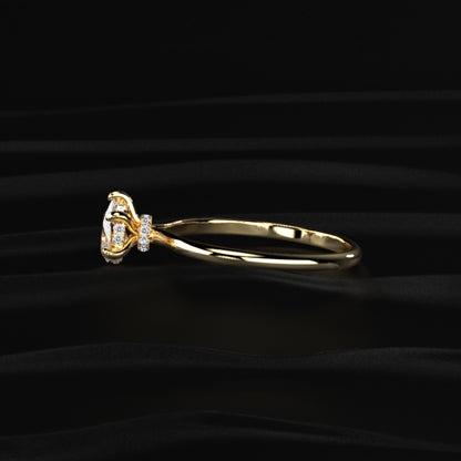 Pear Ring With Hidden Halo