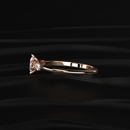 Oval Shape Ring With Marquise Side Stone