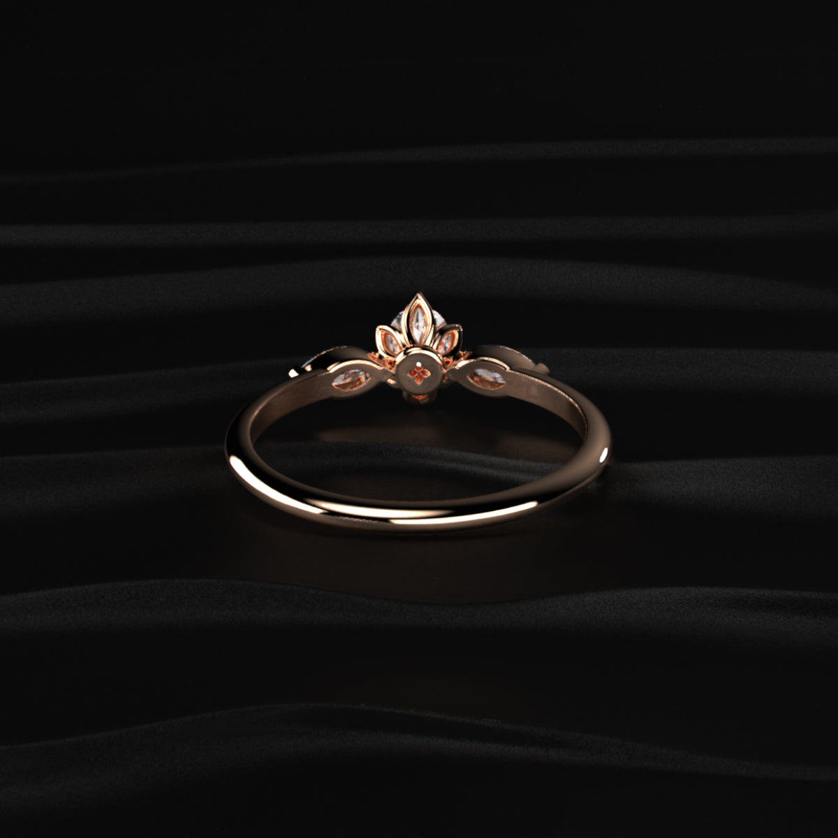 Oval Shape Ring With Marquise Side Stone