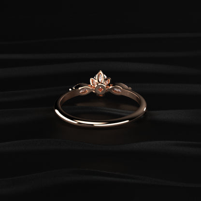 Oval Shape Ring With Marquise Side Stone