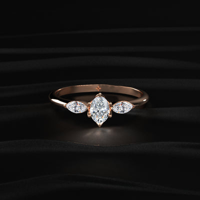 Oval Shape Ring With Marquise Side Stone | Earthly Jewels
