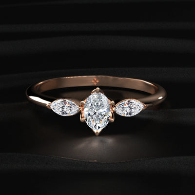 Oval Shape Ring With Marquise Side Stone | Earthly Jewels