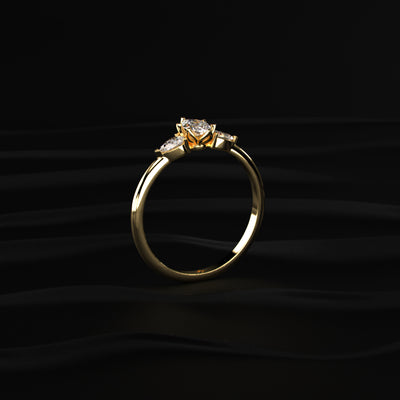 Marquise Diamond Ring With Pear Side Stones | Earthly Jewels