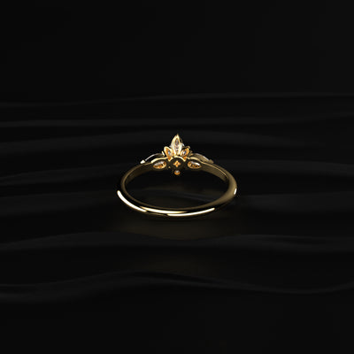 Marquise Diamond Ring With Pear Side Stones | Earthly Jewels
