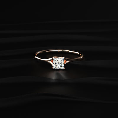 Princess Cut Split Shank Diamond Ring | Earthly Jewels