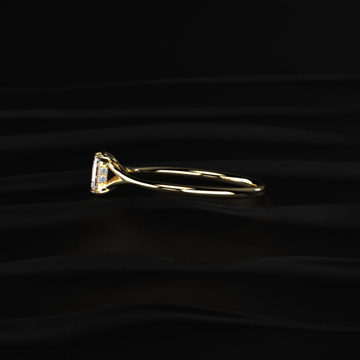 Emerald Cut Split Shank Ring