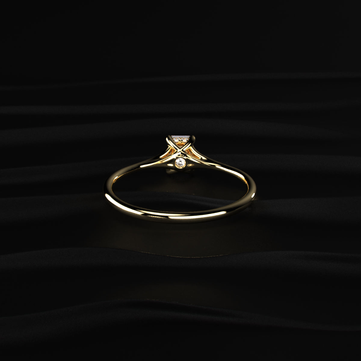 Emerald Cut Split Shank Ring