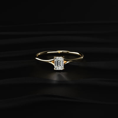 Emerald Cut Split Shank Ring | Earthly Jewels