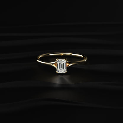 Emerald Cut Split Shank Ring