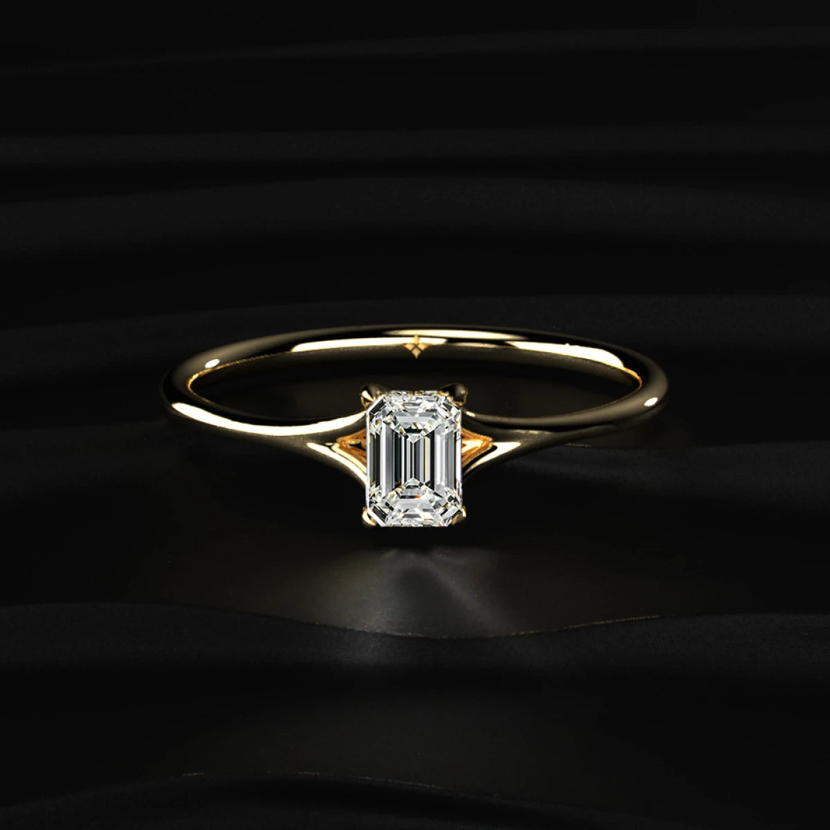 Emerald Cut Split Shank Ring | Earthly Jewels
