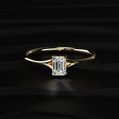 Emerald Cut Split Shank Ring | Earthly Jewels