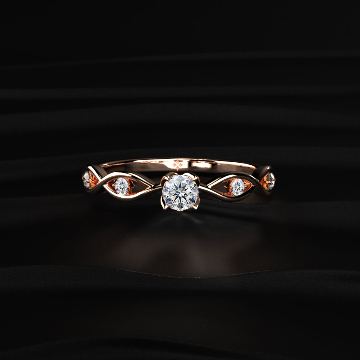 Round Twisted Shank Diamond Ring