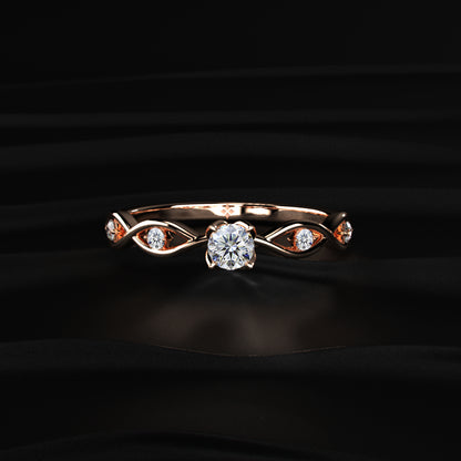 Round Twisted Shank Diamond Ring