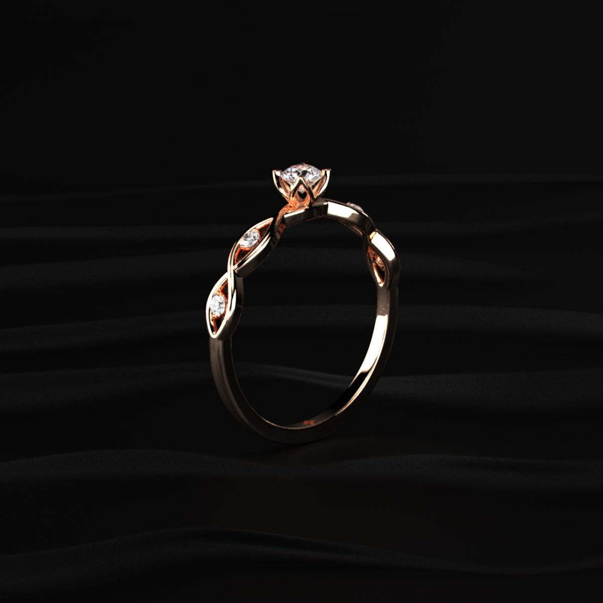 Round Twisted Shank Diamond Ring
