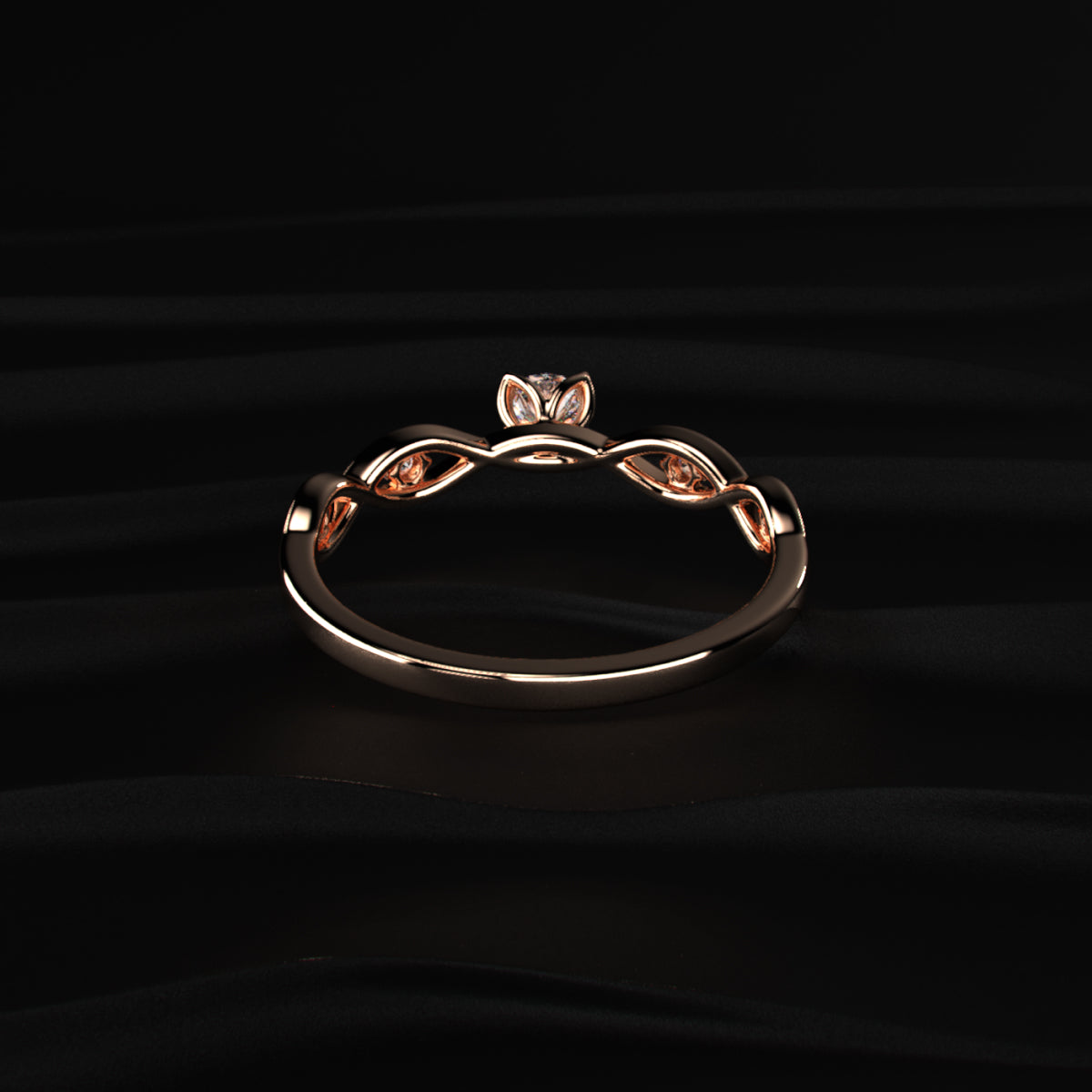 Round Twisted Shank Diamond Ring