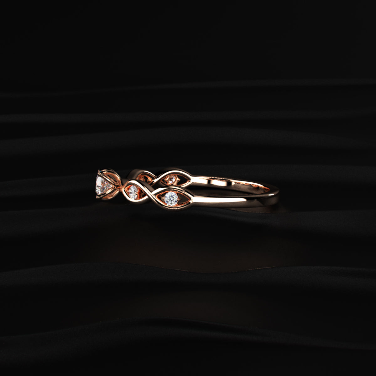 Round Twisted Shank Diamond Ring