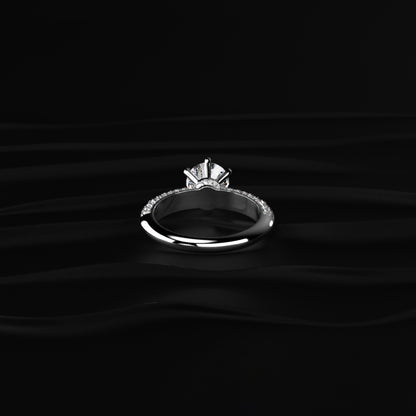 Round Solitaire Engagement Milgrain Pave Band | Earthly jewels