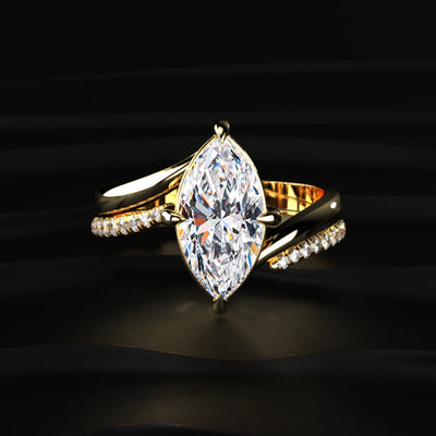 3 Carat Marquise Diamond Ring With Stack Ring | Earthly Jewels