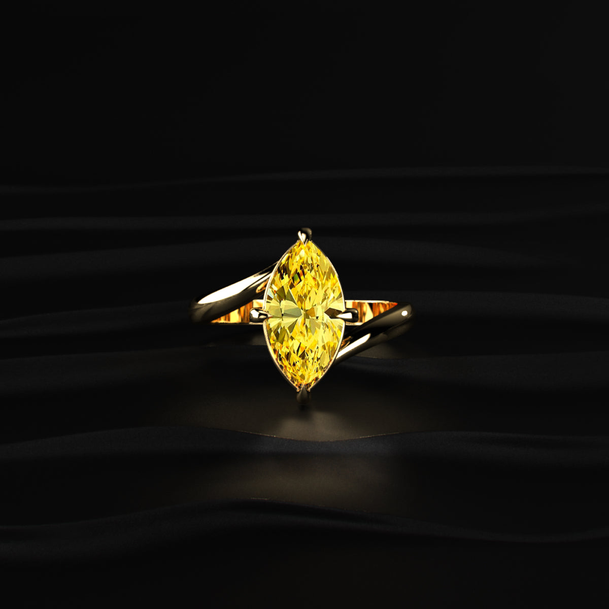 3 Carat Yellow Marquise Diamond Ring With Stack Ring | Earthly Jewels
