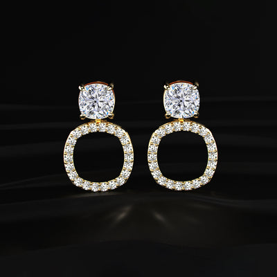 Cushion Cut Stud Earrings With Detachable Halo | Earthly Jewels