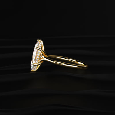 Marquise Solitaire Ring With Hidden Halo | Earthly Jewels