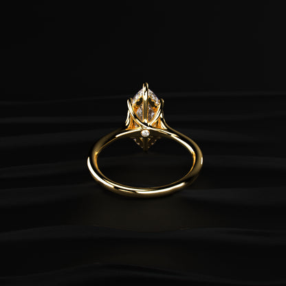 Marquise Solitaire Ring With Hidden Halo | Earthly Jewels