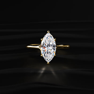 Marquise Solitaire Ring With Hidden Halo | Earthly Jewels