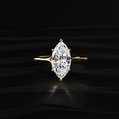 Marquise Solitaire Ring With Hidden Halo | Earthly Jewels