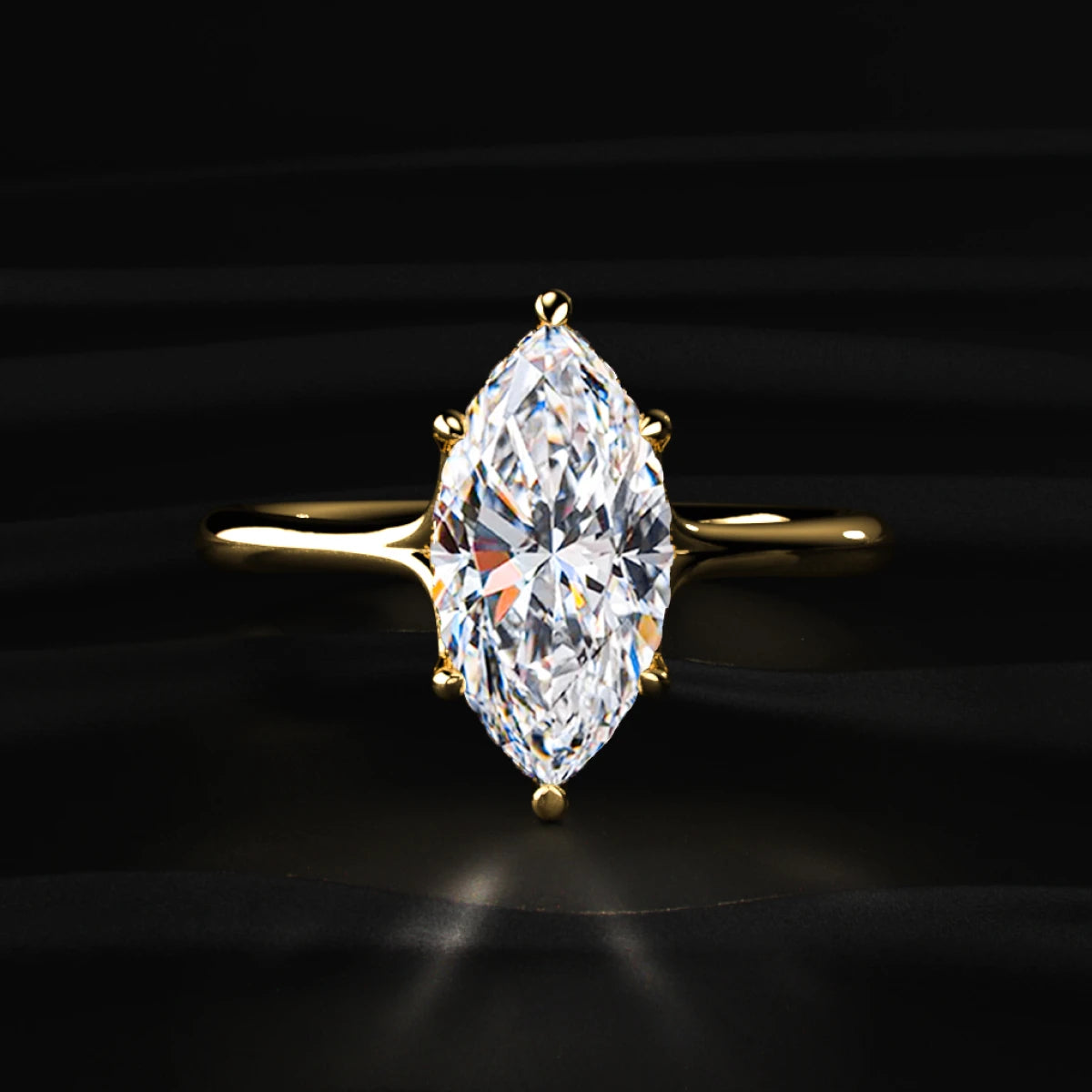 Marquise Solitaire Ring With Hidden Halo | Earthly Jewels