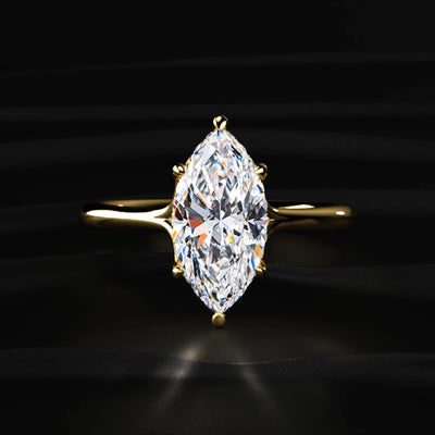 Marquise Solitaire Ring With Hidden Halo | Earthly Jewels