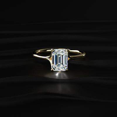 Emerald Solitaire Split Shank Engagement Ring | Earthly Jewels