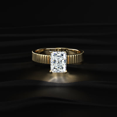 Radiant Cut Ridged Gold Band Ring | Earthly Jewels