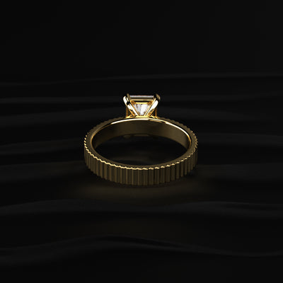 Radiant Cut Ridged Gold Band Ring | Earthly Jewels