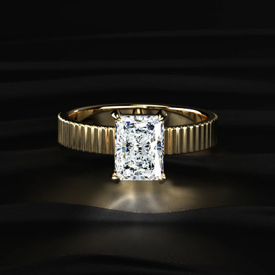 Radiant Cut Ridged Gold Band Ring | Earthly Jewels