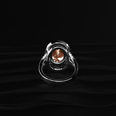 6 Carat Oval Pink Diamond Halo Engagement Ring | Earthly Jewels