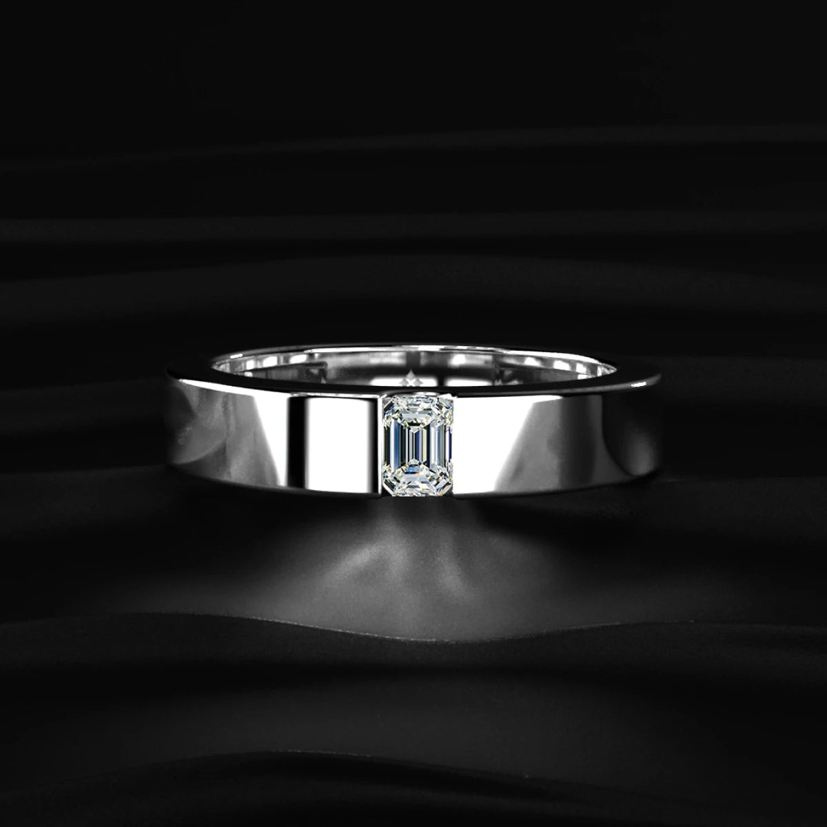 Emerald Cut Diamond Men’s Wedding Band | Earthly Jewels