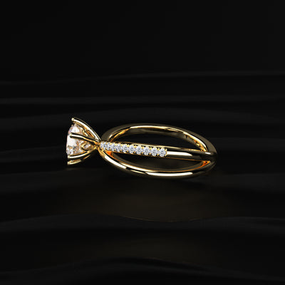Round Diamond Ring With Crisscross Band | Earthly Jewels