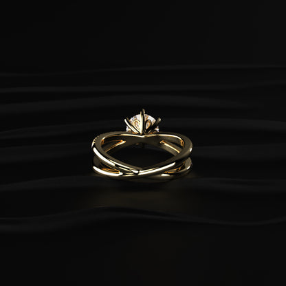Round Diamond Ring With Crisscross Band | Earthly Jewels